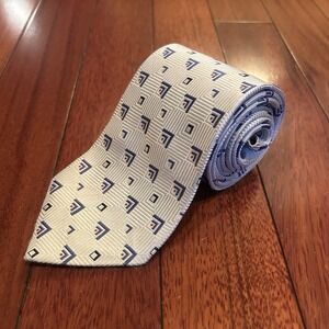 ERMENEGILDO ZEGNA Mens 100% Silk Necktie ITALY Designer‎ Geometric Gray/Blue/Red